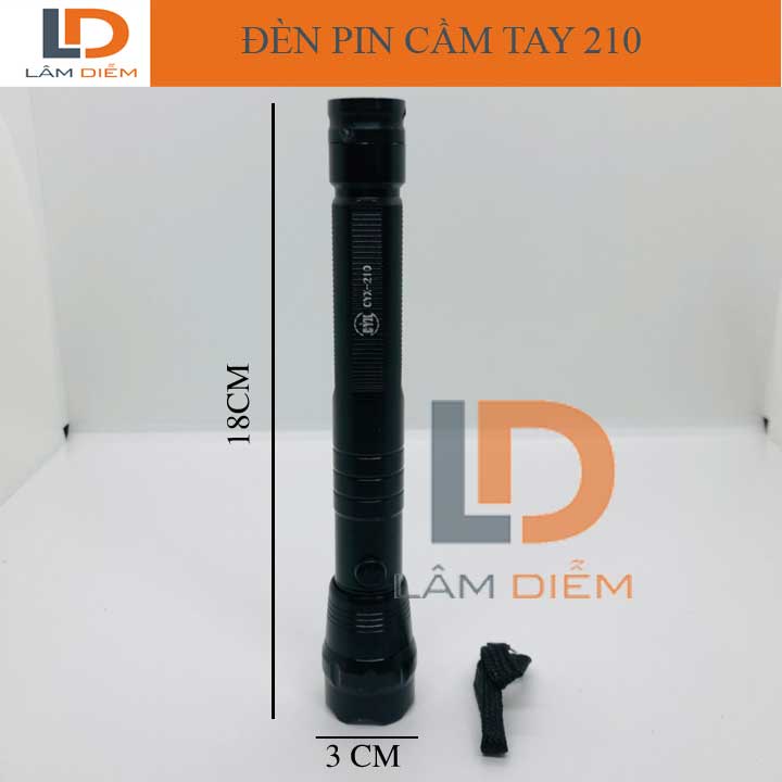 Đèn pin siêu sáng cầm tay sử dụng pin rời AA tâng kèm dây móc treo 210 - đèn đội a4