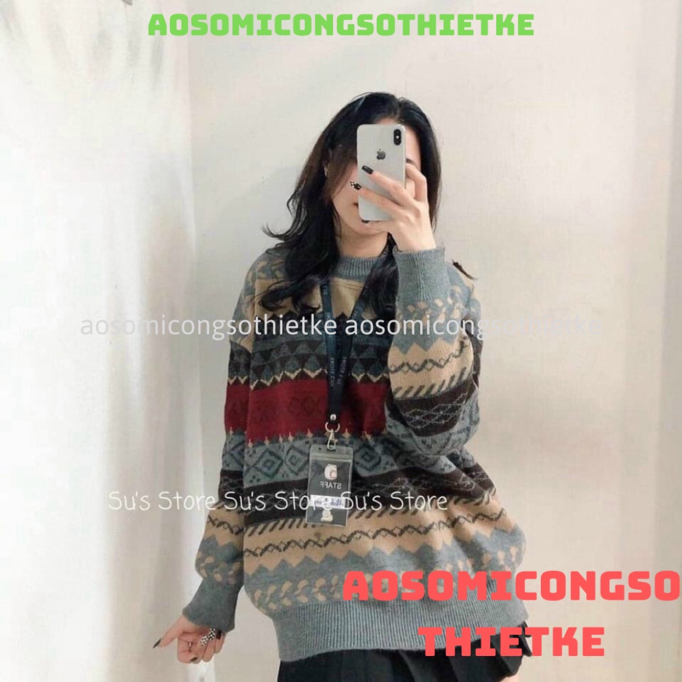 Áo len thổ cẩm họa tiết hàng Quảng Châu cao cấp phom rộng siêu đẹp aosomicongsothietke