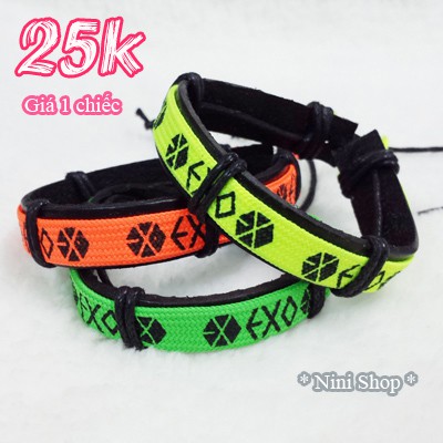 Vòng tay da dây rút EXO-SuJu-BigBang-Snsd-TFBoy nhiều màu