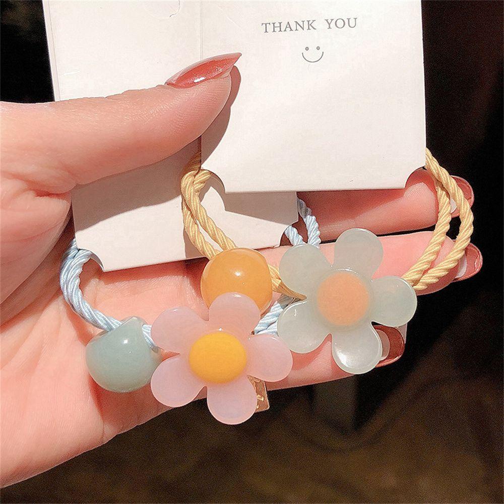 Dây Cột Tóc Cao Su Co Giãn In Họa Tiết Hoa Nhiều Màu Sắc