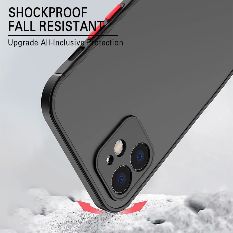 Ốp lưng nhám chống shock compatible for iPhone 11 Pro XS MAX XR X 8 7 6 6S Plus SE 2020 suốt cảm giác chạm mềm mại màu tương phản cho
