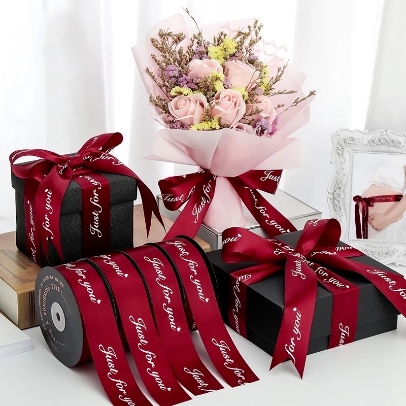 Cuộn Dây Ruy Băng Polyester 25mm * 10m In Họa Tiết Hoa Trang Trí Đa Ứng Dụng