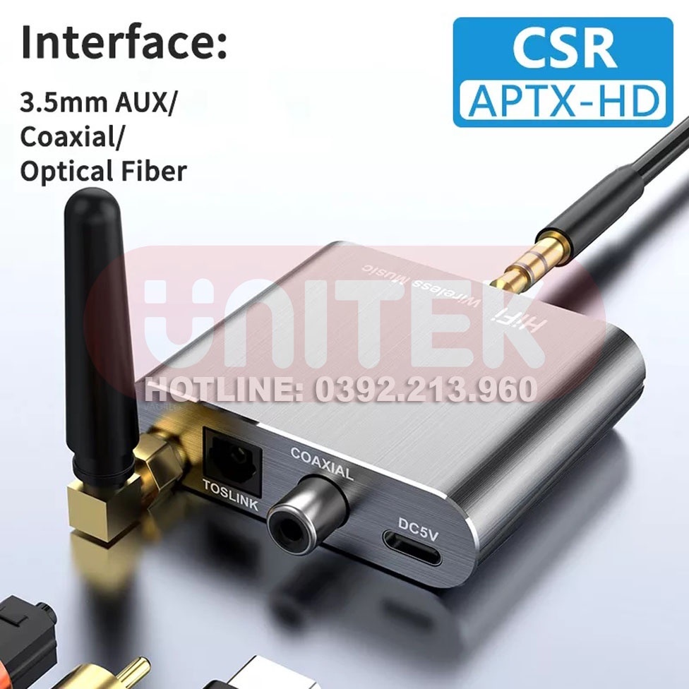 Bộ Thu Âm Thanh D300-HD: Không Dây Bluetooth 5.2 Hỗ Trợ Cổng AUX/COAXIAL/OPTICAL