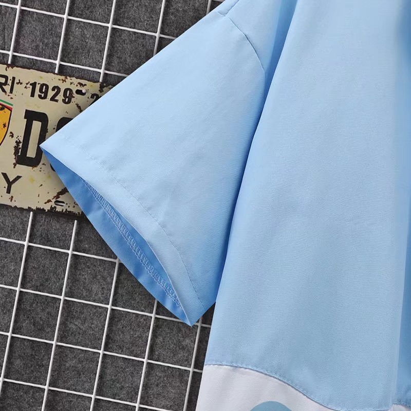 Thời Gian Thật Áo Sơ Mi Tay Ngắn Dáng Rộng In Hoạt Hình Vui Nhộn Phong Cách Hàn Quốc Thời Trang Thường Ngày Cho Nam