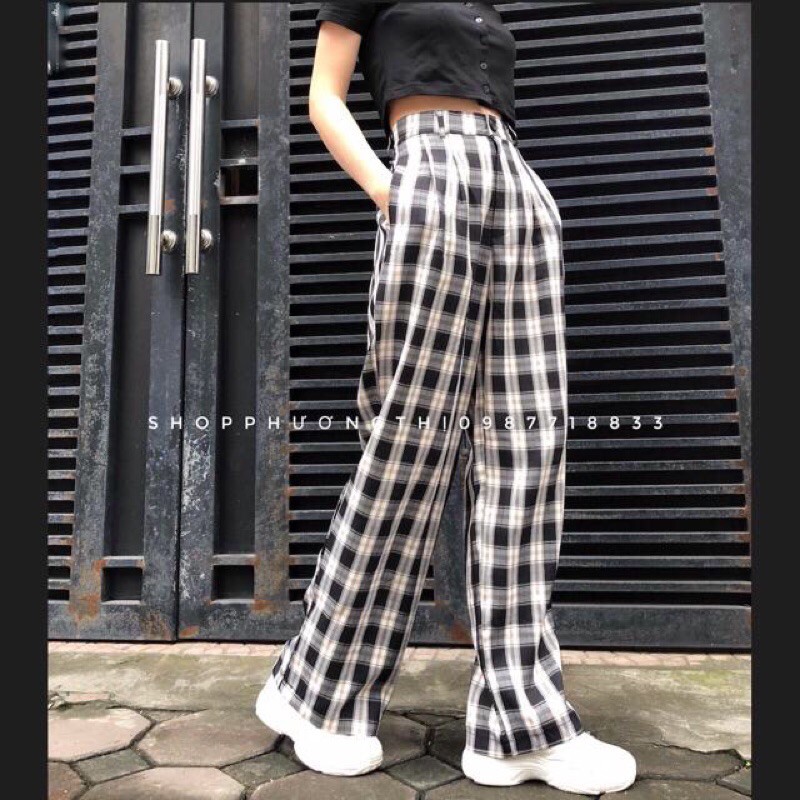 [ Mã FAGREEN55 giảm 10% tối đa 30K đơn 99K] Quần kẻ caro đủ màu ống rộng siêu hot HANA138 | BigBuy360 - bigbuy360.vn
