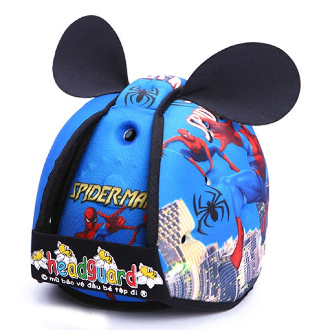 Nón Bảo Hiểm Bảo Vệ Đầu Cho Bé HEADGUARD - Mẫu Spiderman Xanh