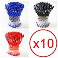 Sét 10 bút bi nước văn phòng 0,5mm mực đều nét chữ đẹp đủ màu đỏ, đen, xanh
