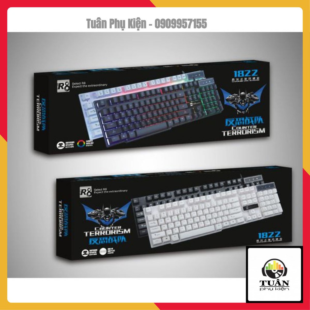 Bàn phím giả cơ chuyên game có led 7 màu cực đẹp R8 1822