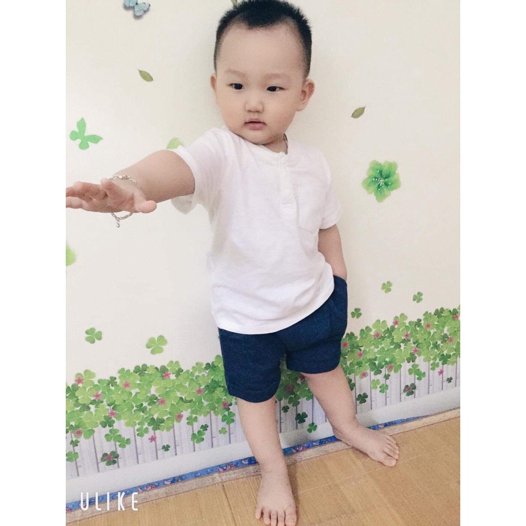 Áo Thun bé trai, áo phông trẻ em cao cấp chất cotton cổ tròn Xanh Ngọc cho Bé( 5-21kg)