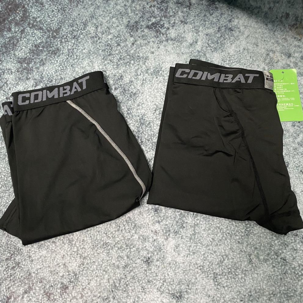 QUẦN GIỮ NHIỆT NAM COMBAT PRO, QUẦN LEGGING TẬP GYM NAM MÀU ĐEN [Hang That Gia That]