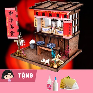 Mô hình nhà búp bê tự lắp ráp bằng gỗ DIY Tiệm Mì phố cổ