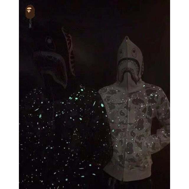 Áo Jacket Bape Shark Galaxy SS2022, Áo Hoodie Bape Cá mập fullzip 2 màu Đen, Trắng BapeVN