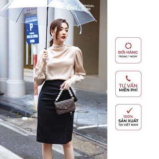 Chân váy bút chì bèo lệch
