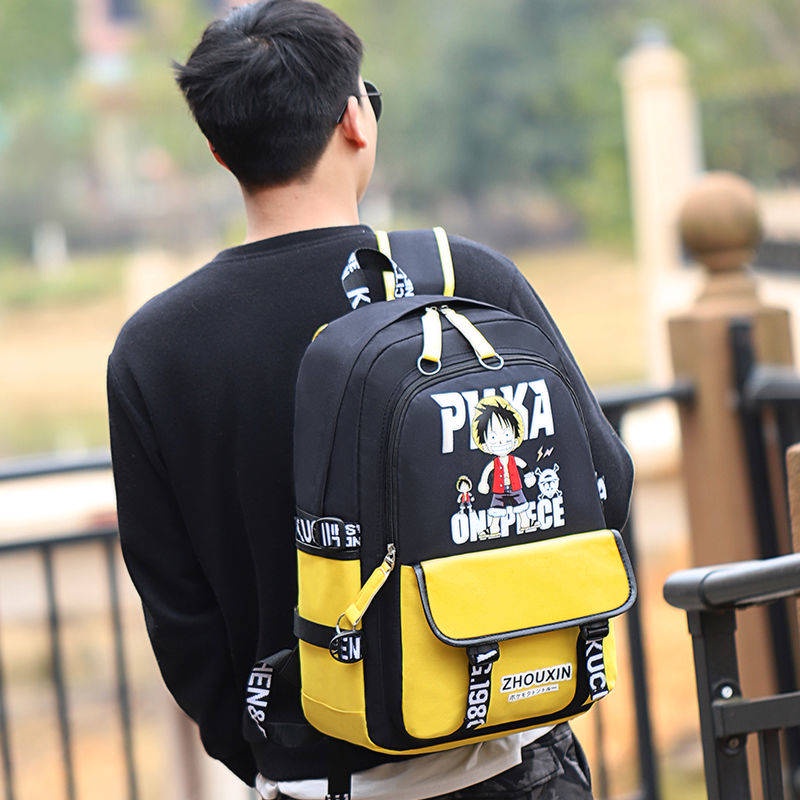hàn canvas Gói sách One Piece Đàn ông và phụ nữ Túi đeo vai Trẻ em Xu hướng thời trang Trường tiểu học Ba lô Trường tr