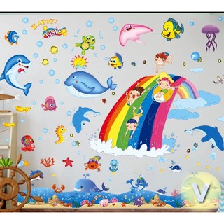 Decal dán tường Bé yêu biển