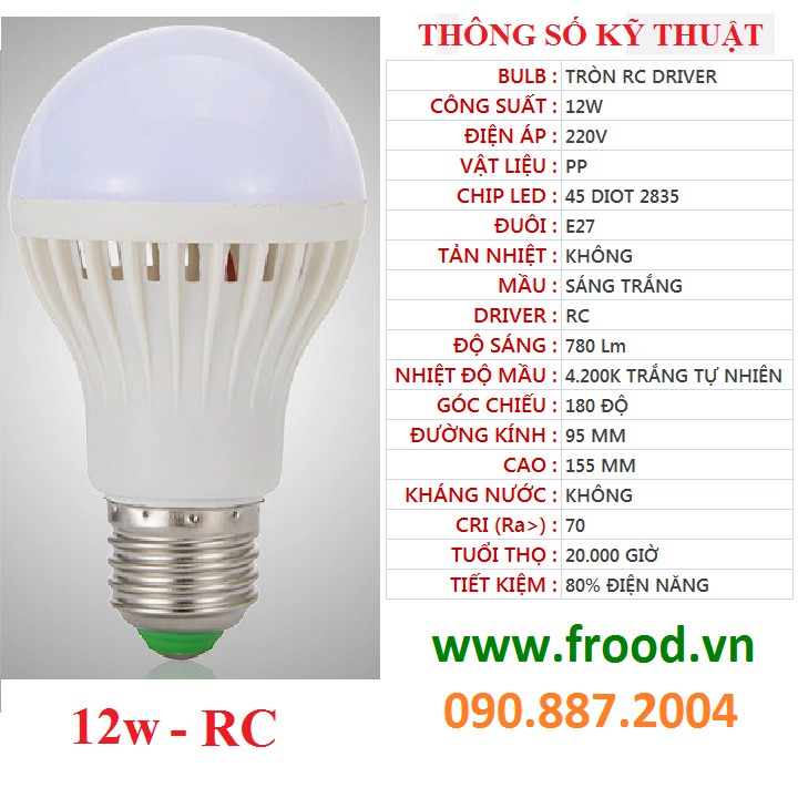 Bóng LED tròn 12w