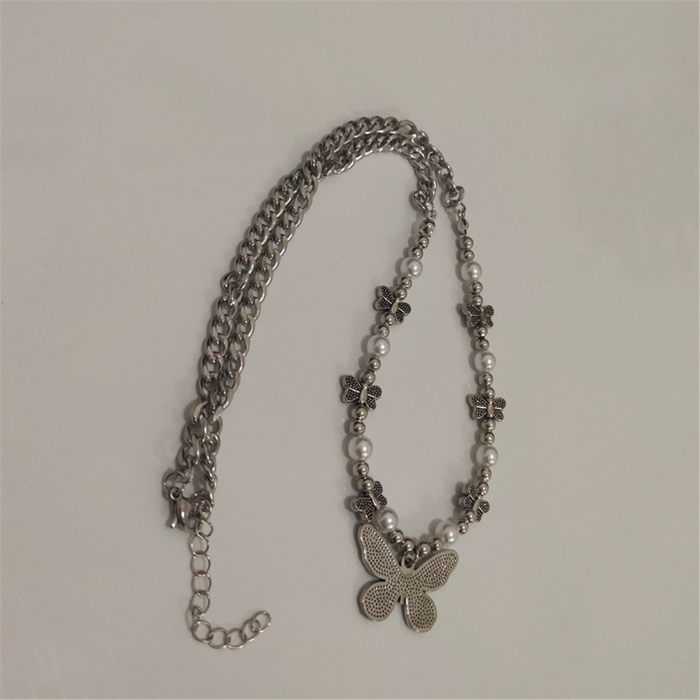 Dây chuyền mặt hình bươm bướm đính ngọc trai thời trang cho nữ