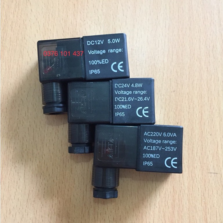 Coi van điện từ khí nén Dc12v Dc24v Ac110v Ac 220v airtac, coi van khí, cuộn điện van điện từ