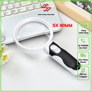 Kính lúp cầm tay 5X có đèn đọc sách báo, bản in, soi mạch