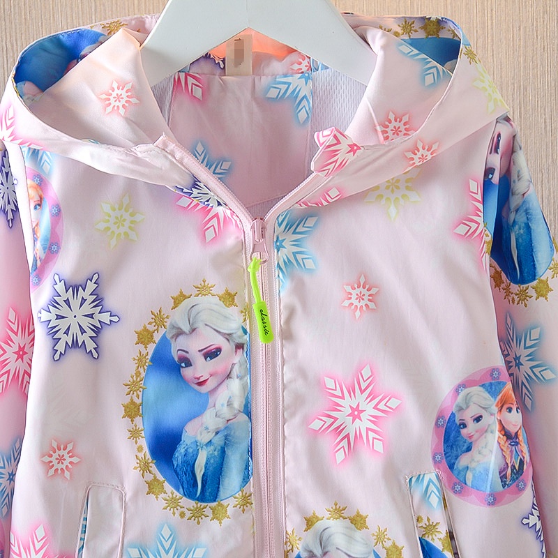 Áo khoác thể thao tay dài in hình công chúa Elsa cho bé gái