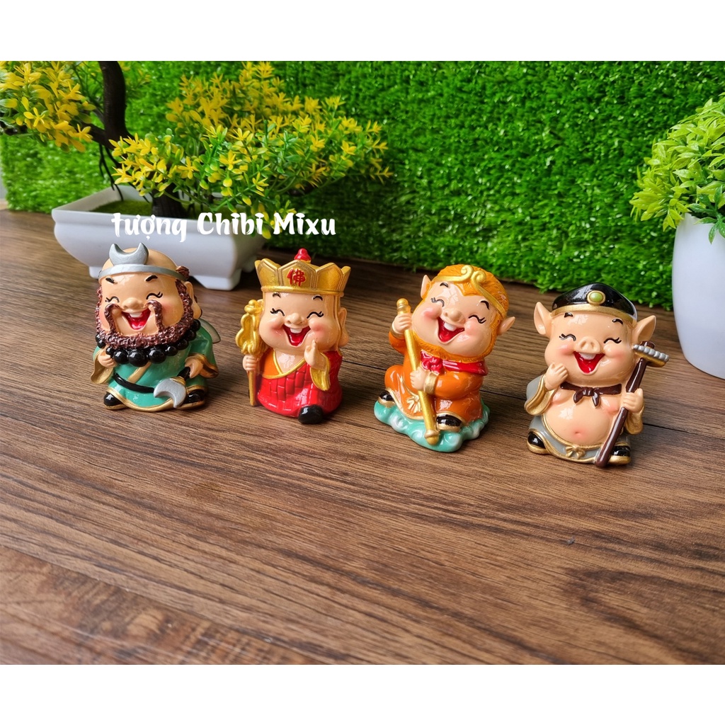 Bộ 04 tượng thầy trò Đường Tăng - tượng Tây Du Ký 6cm cao cấp