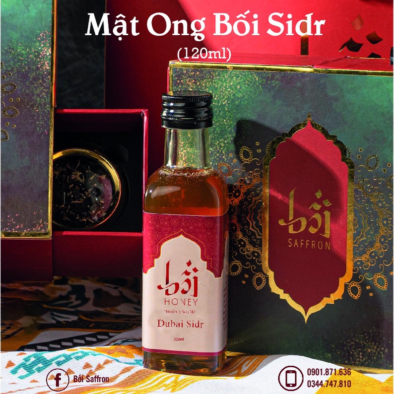 Mật ong nguyên chất - Mật ong Bối nhập khẩu Dubai, tăng đề kháng, hỗ trợ giấc ngủ, giảm đau họng, giảm cân - chai 120ml