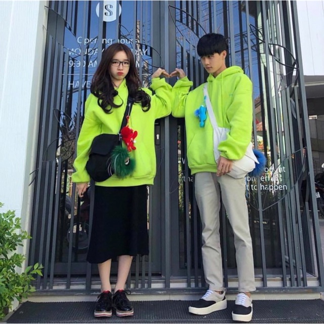 Áo Hoodie Basic Unisex Tay Dài Túi Bụng Xanh Chuối Clip+Ảnh Thật
