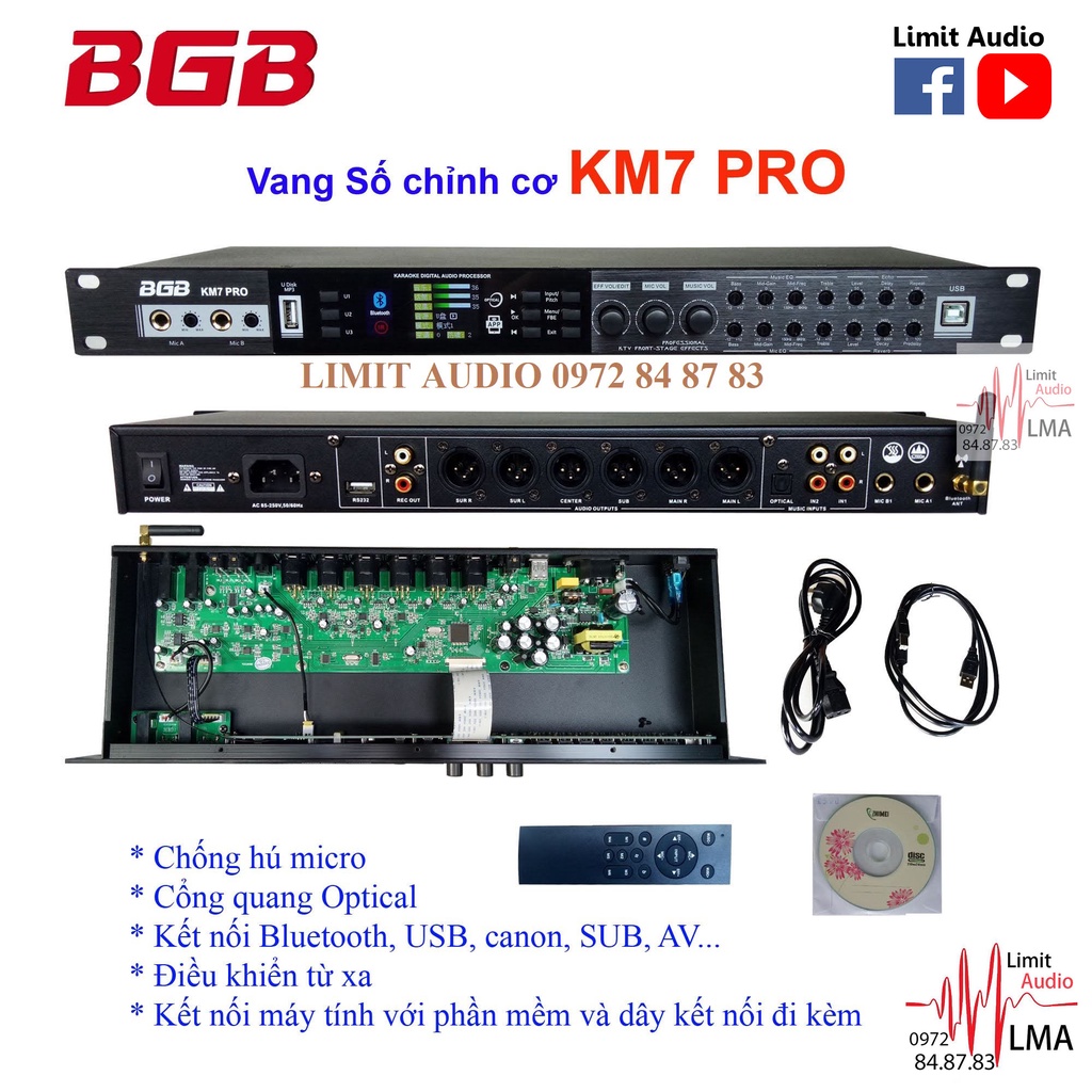 VANG SỐ CHỈNH CƠ , CHỐNG HÚ , QUANG , USB , 5.1 BGB KM7 Pro
