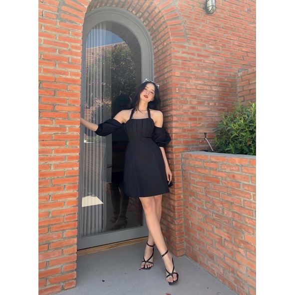 JOY BLACK DRESS - ĐẦM TAY BỒNG XẾP NHÚN