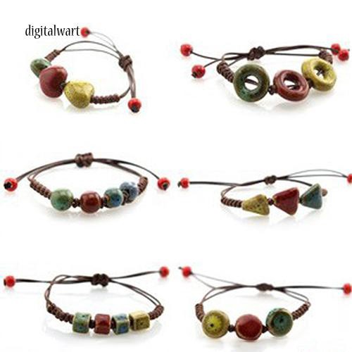 Vòng đan dây đeo tay kết trang trí cườm gốm thời trang thanh lịch dành cho nữ | BigBuy360 - bigbuy360.vn