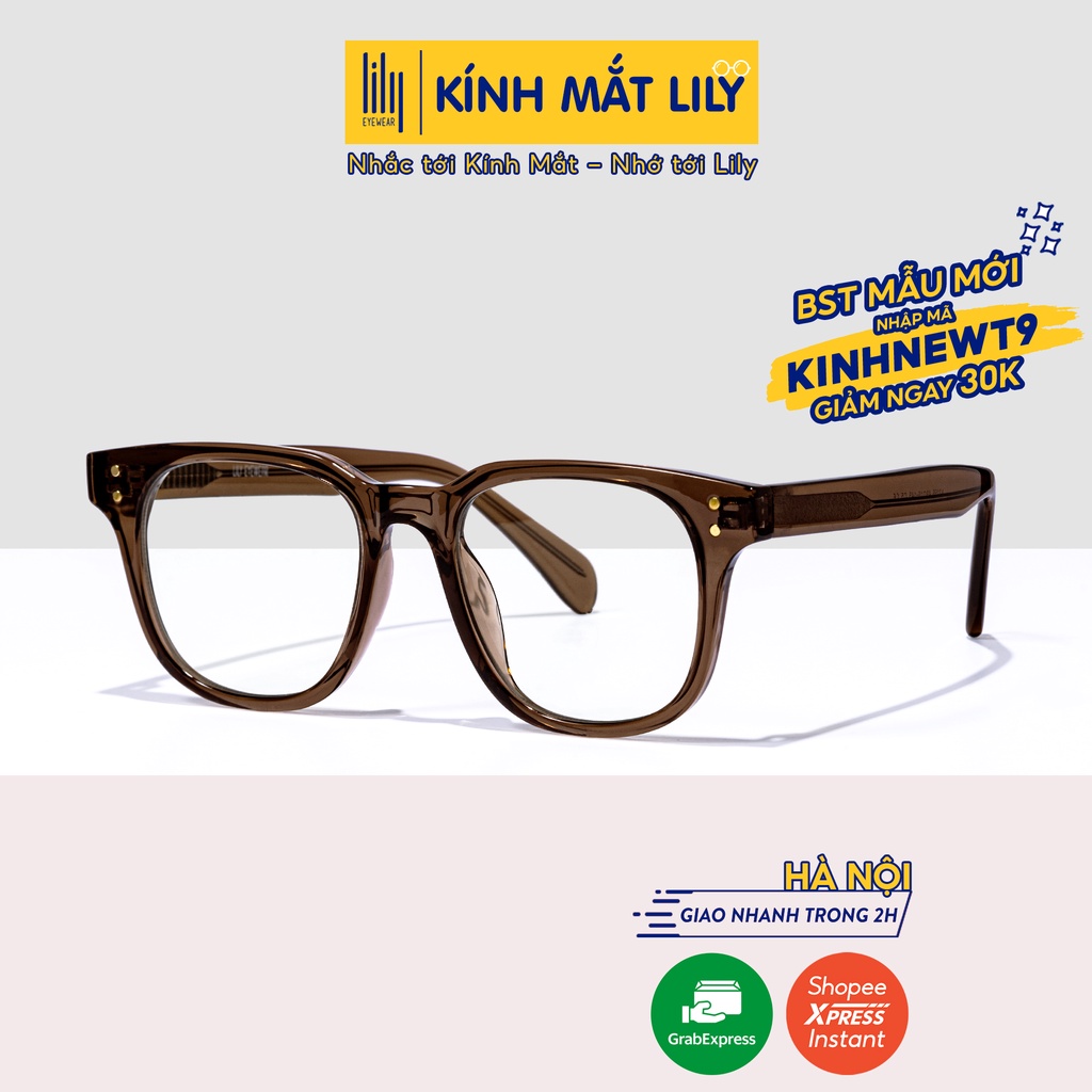 Gọng kính cận nam nữ mắt vuông LILYEYEWEAR chất liệu nhựa thanh nhẹ chắc chắn kiểu dáng thời Hàn Quốc A2155