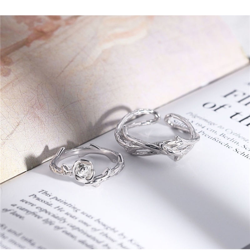 Nhẫn Đôi Hình Hoa Hồng Có Thể Điều Chỉnh Thời Trang