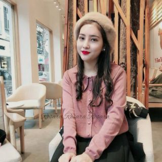 Áo len cổ sen cúc bọc kèm ảnh thật