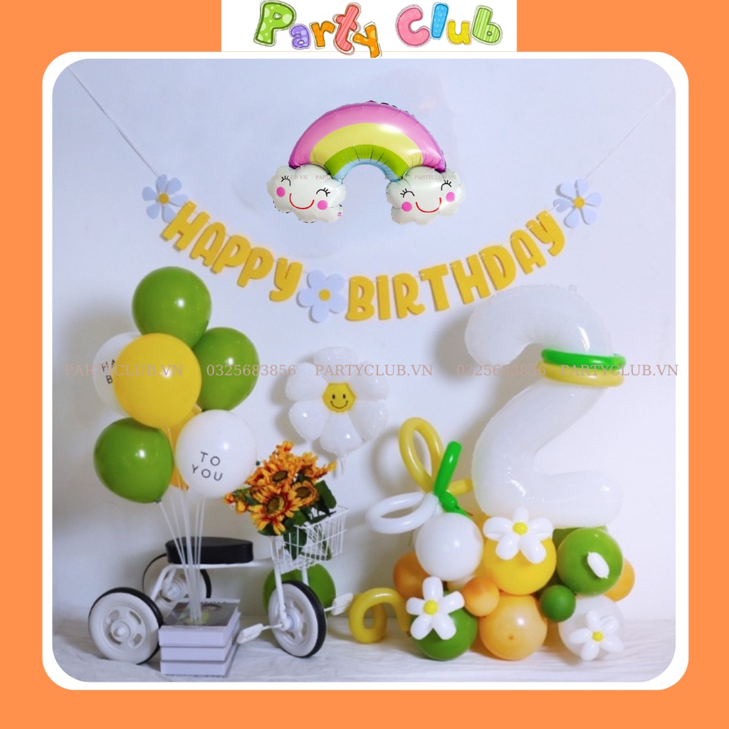 Set bóng trang trí sinh nhật cho bé màu vàng mẫu mới