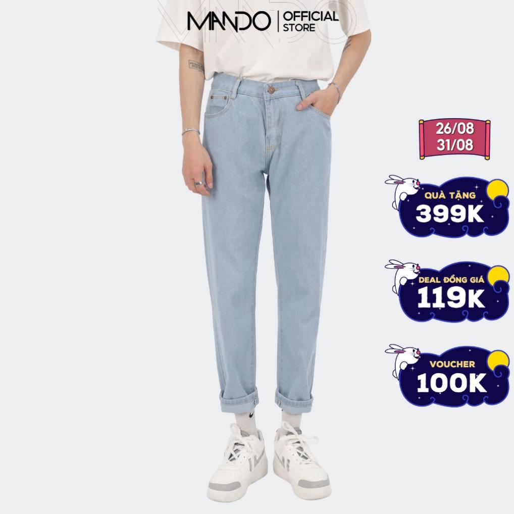 Quần Jean Nam MANDO Ống Rộng Kiểu Dáng Basic Unisex Thời Trang Hàn Quốc QJN057 ⚡