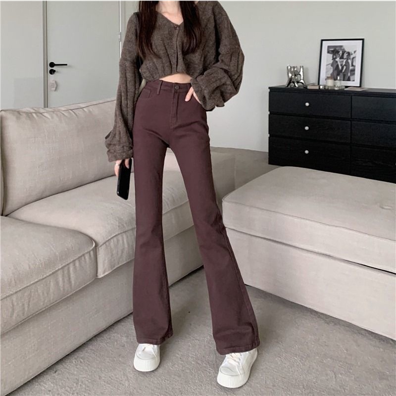 Quần Jeans Lưng Cao Ống Đứng Phong Cách Hàn Quốc