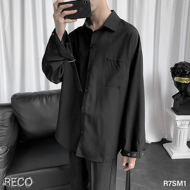 Áo sơ mi nam nữ Hàn Quốc cao cấp dáng rộng dài tay Shirt Loose R7SM1