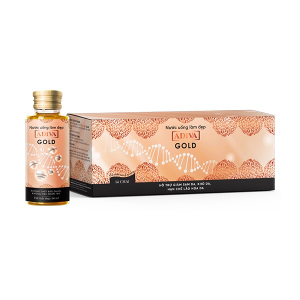 Nước uống làm đẹp Collagen Gold ADIVA 14 lọ/ hộp - Tặng Nghệ Micell ADIVA (lọ 14 viên) | Thế Giới Skin Care