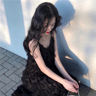 [ORDER] Đầm lông ngỗng hai dây vạt lệch - u.w