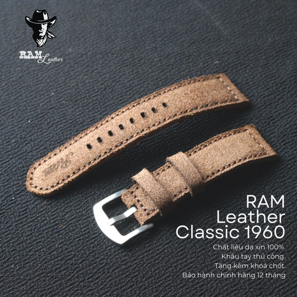 Dây Đồng Hồ Da Thật RAM Leather Classic 1960 Da Bò Lộn Vàng Lúa Chín Bền Đẹp