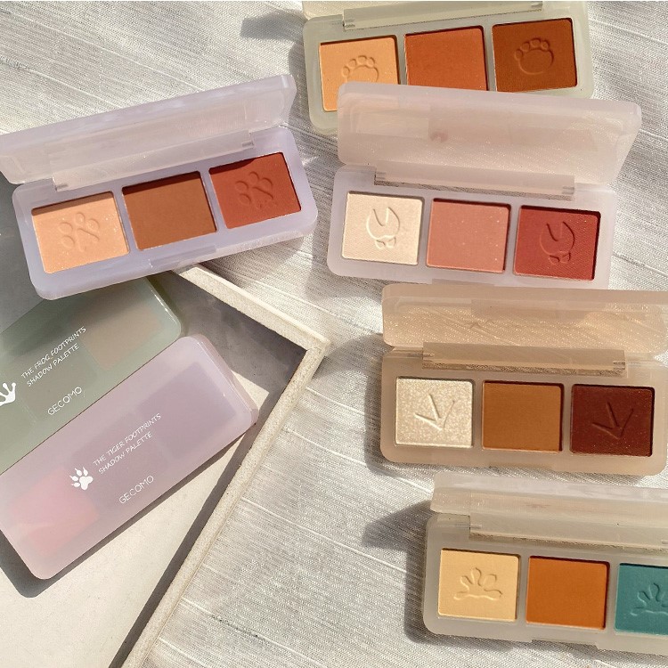 Bảng phấn mắt 3 màu GECOMO nhũ kira tông cam đào hồng đất Cute Claw Three Color Eyeshadow Palette GECO08 | BigBuy360 - bigbuy360.vn