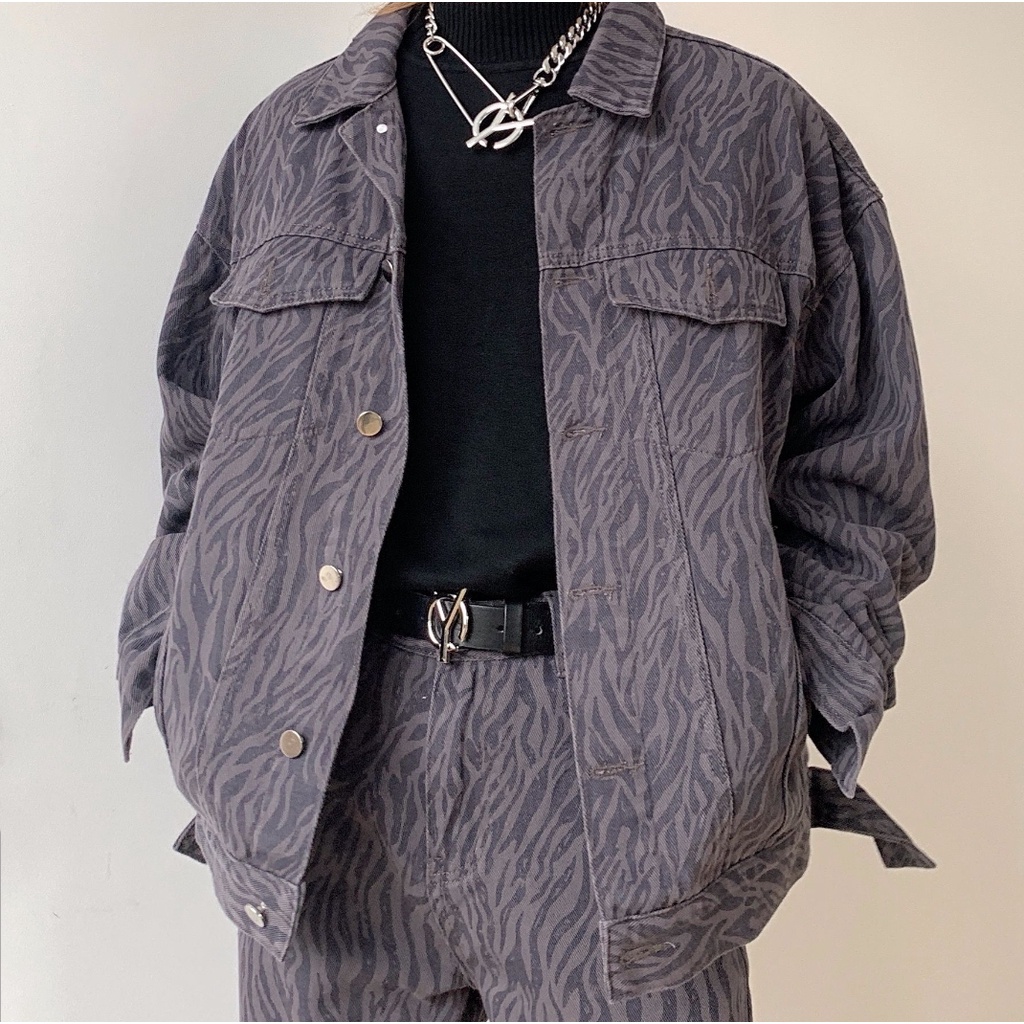 Set Jean áo quần giá rẻ MEANSTORE nam nữ phong cách Hàn Quốc ống suông form rộng - màu vằn độc đáo