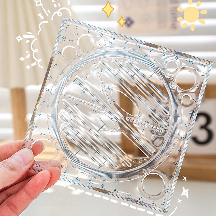 Thước Hình Học Bằng Acrylic Trong Suốt Đa Năng Cho Học Sinh