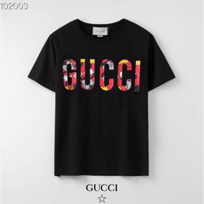 Cotton GUCCI T-shirt streetwear men and women round neck short sleeve tee loose couple ins top