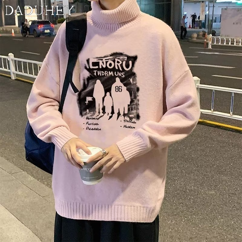 DaDuHey Men's Autumn Korean-Style Fashionable Loose  Long Sleeve Top Ins Fashionable Printed Sweater