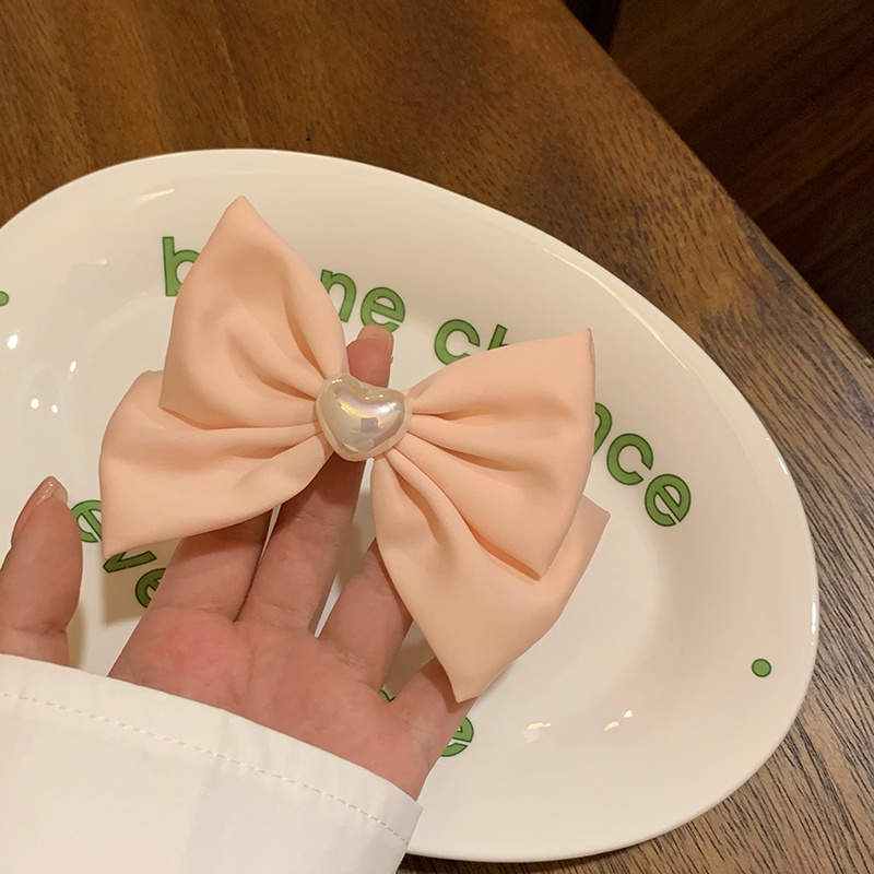 Kẹp Tóc Hình Nơ Màu Laser Đính Ngọc Trai Thời Trang Mùa Hè 1 Cái Cho Nữ