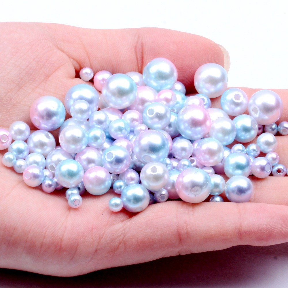 Chuỗi hạt ngọc trai giả màu sắc cầu vồng 4/6/8/10mm dùng làm trang sức thủ công