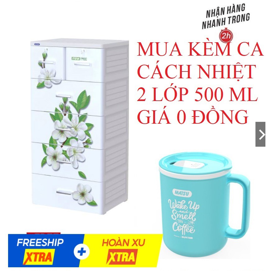 TỦ NHỰA DUY TÂN MINA TRẮNG HOA BƯỞI MẪU 2021- MUA KÈM CA NHỰA GIÁ 0 ĐỒNG