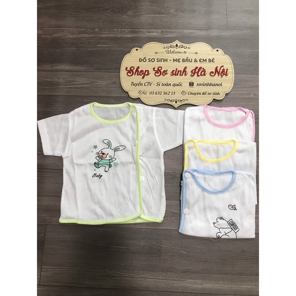 Áo sơ sinh cộc tay 100% cotton.