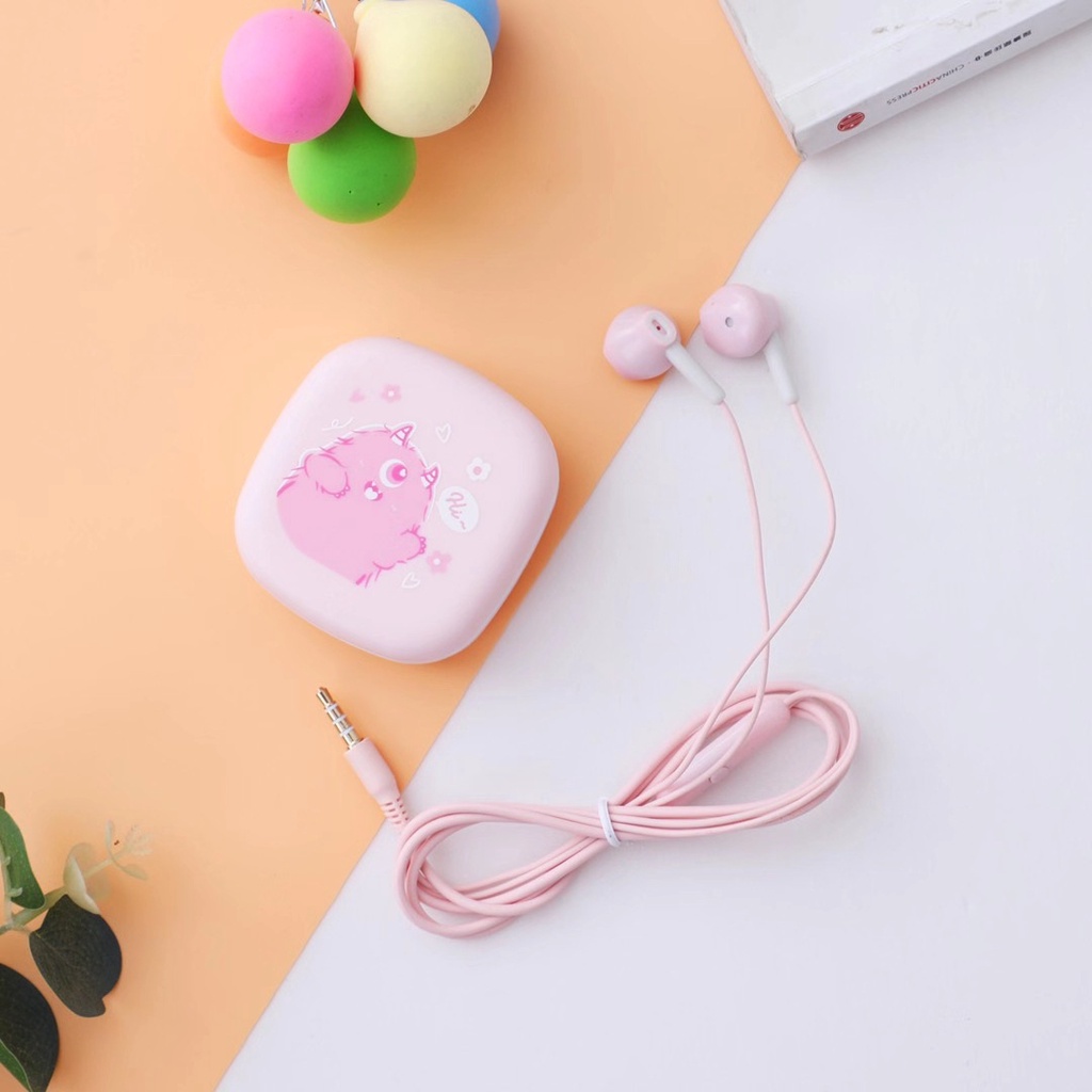 Bộ Tai Nghe Và Hộp Đựng Cute - Có Micro Đàm Thoại - Mẫu N - MIN STORE